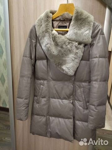 Пуховик женский Снежная королева натуральная кожа