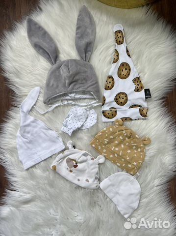 Шапочки и антицарапки на новорождённого