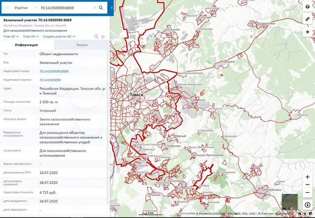 Кадастровая карта батурино томский район