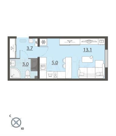 Квартира-студия, 25,2 м², 11/25 эт.