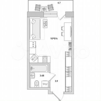 Квартира-студия, 31,4 м², 6/21 эт.
