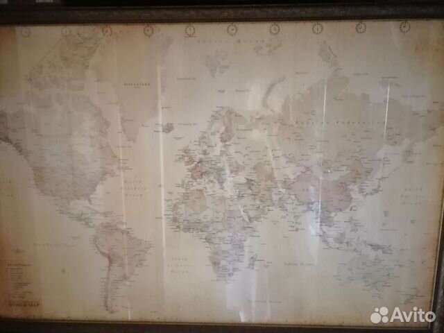 Карта 70 на 100 см багет стекло