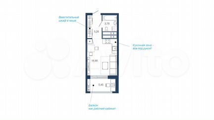 Квартира-студия, 31,2 м², 15/22 эт.