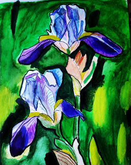 Картина. Ирисы. Акварель. Подарок