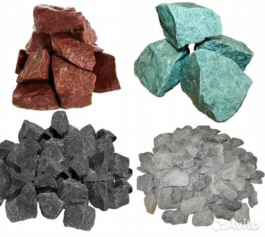 Камни для бани, жадеит, малиновый кварцит, габбро