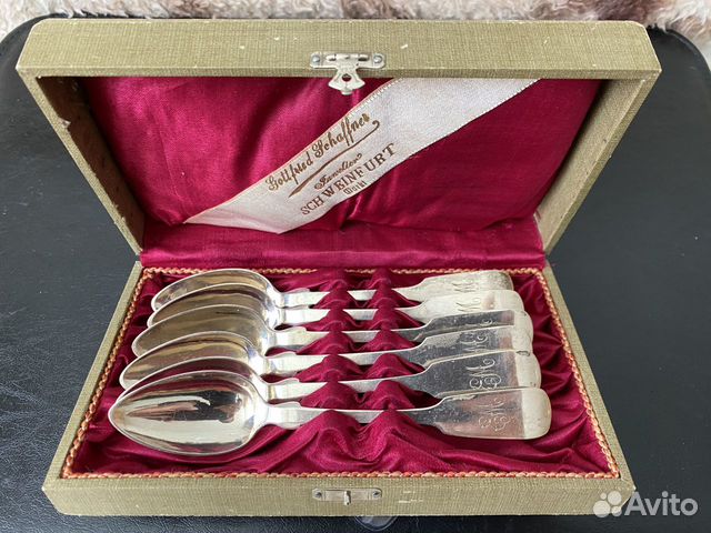 Комплект старинных ложек чай/кофе.Серебро.Германия