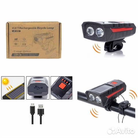 Фонарь велосипедный BZ-935 солнечная батарея сигна