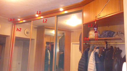 Встроенные шкафы, угловой и прямой, цв.вишня.Торг