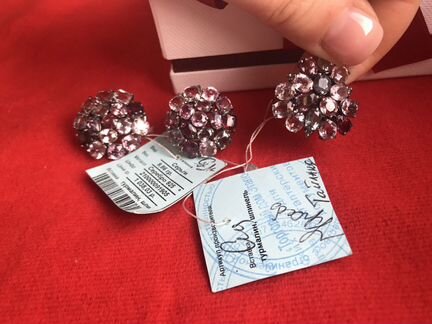 Кольцо и серьги (турмалин и шпинель) в подарочной