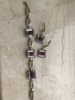 Серебряные серьги и браслет