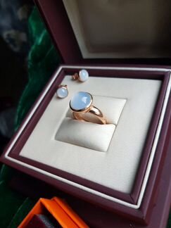 Золотой гарнитур с халцедоном. Швейцарского ювелир