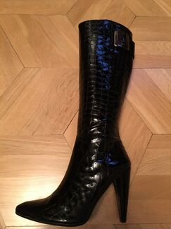 Сапоги кожаные(лак под крокодила) Albano