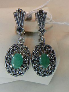 Серебро 925 проба,Комплект новый с Изумрудами