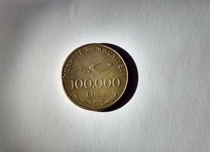Монета 100 000 лир Турция 2000 года
