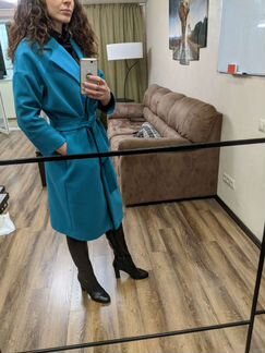 Пальто демисезонное цвета морской волны