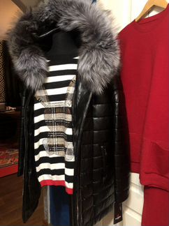 Куртка кожаная,стеганая, чёрная с чернобуркой 54/6