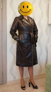 Кожаный женский плащ. Размер.М(46-48). Турция