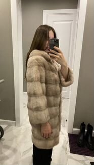 Шуба норковая цвет пудра ворот жаклин