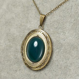 Медальон Зеленый агат (13х18мм)