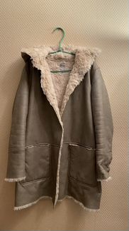 Дубленка Zara. Кожаное пальто с мехом внутри