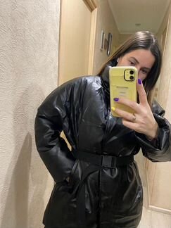 Пуховик из эко кожи