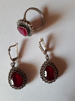 Серебряный сет с рубином