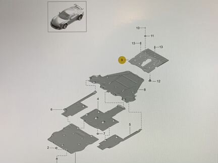 Защита днища задняя (двигателя) Porsche 991 GT3