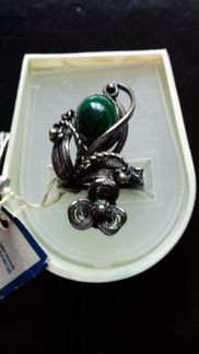 Кольца серебро малахит СССР