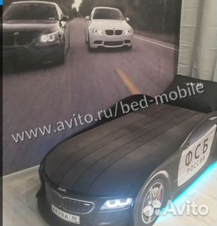 Кровать машина UNO бмв фсб черный