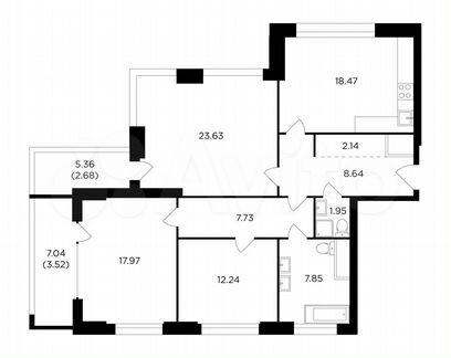 3-к квартира, 106.8 м², 6/29 эт.