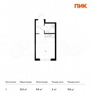 Квартира-студия, 21.3 м², 19/33 эт.