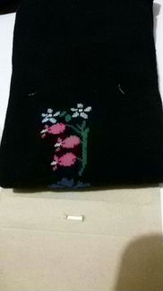 Колготки с цветочным принтом сбоку