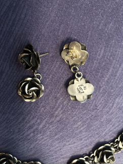 Комплект (колье и серьги) серебро. Новые