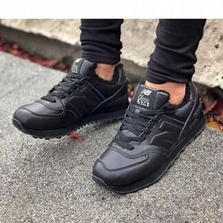 Кроссовки черные кожа зимние