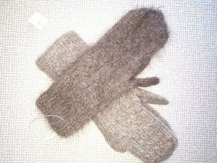 Женские варежки из козьего пуха. Новые. Ручная вяз