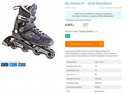 Ролики K2 Athena 36 размер + защита