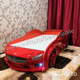 Кровать EVO Мерседес красный с подсветкой