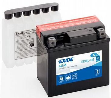 Аккумулятор Мото Exide 4Ач обрат. поляр.ETX5L-BS