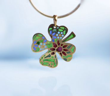 Подвеска Клевер Ag 925, японская эмаль