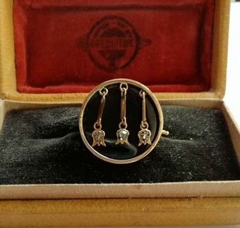 Антикварная брошь 56пр с алмазами и агатом