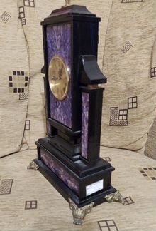 Часы настольные каминные, чароит и долерит