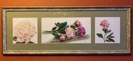 Картина вышитая крестом «Пионы»