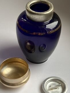 Чайница - синее кобальтовое стекло