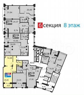 1-к апартаменты, 63.4 м², 8/12 эт.