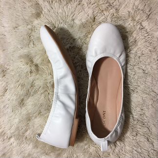 Женские белые балетки из мягкой натуральной кожи