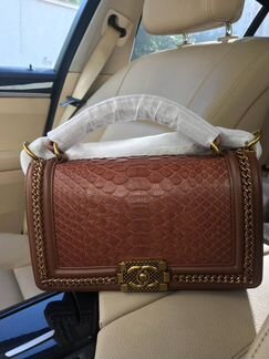 Сумка chanel boy python шоколадная питон