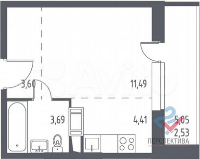 Квартира-студия, 25.7 м², 6/13 эт.